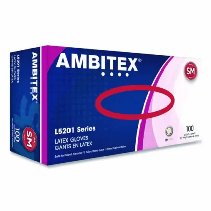 AMBITEX® L5201 Series Powder-Free Latex Gloves, Ivory, Small, 100 Gloves/Box, 10 Boxes/Carton