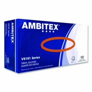 AMBITEX® V5101 Series Latex-Free Powdered Vinyl Gloves, Small, Clear, 100/Box