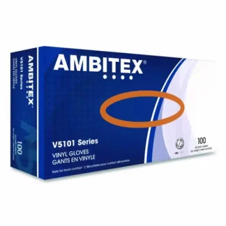AMBITEX® V5101 Series Latex-Free Powdered Vinyl Gloves, X-Large, Clear, 100/Box