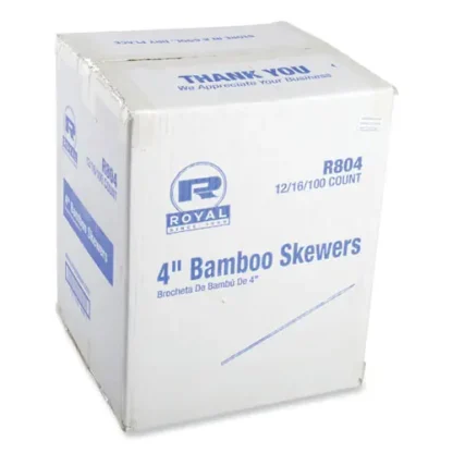 AmerCareRoyal® Bamboo Skewers, Paper, 4", Natural, 19,200/Carton (Non-Stock Item - Extended Delivery Time)