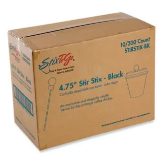AmerCareRoyal® Beverage Plugs, 4.75", Black, 2,000/Carton