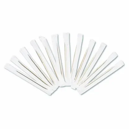 AmerCareRoyal® Cello-Wrapped Round Wood Toothpicks, 2.5", Natural, 1,000/Box, 15 Boxes/Carton