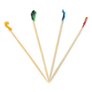 AmerCareRoyal® Cellophane-Frill Wood Picks, Bamboo, 4" Assorted, 10,000/Carton