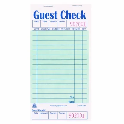 AmerCareRoyal® Guest Check Pad with Ruled Back, 15 Lines, One-Part (No Copies), 3.5 x 6.7, 50 Forms/Pad, 50 Pads/Carton