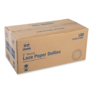AmerCareRoyal® Lace Doilies, Round, 8", White, 5,000/Carton - Extended Delivery Time