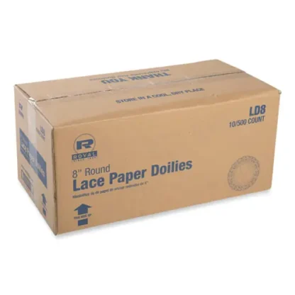 AmerCareRoyal® Lace Doilies, Round, 8", White, 5,000/Carton - Extended Delivery Time