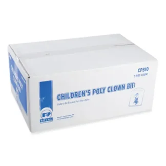 AmerCareRoyal® Poly Clown Bib, Children's, White, 500/Box, 5 Boxes/Carton