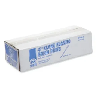 AmerCareRoyal® Prism Picks, Plastic, 4", Clear, 500/Box, 5 Boxes/Carton