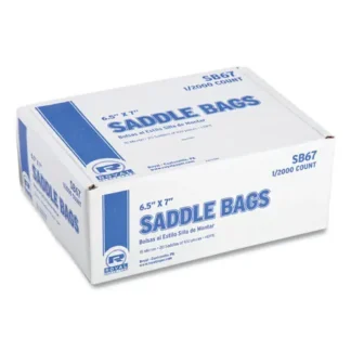AmerCareRoyal® Saddle Bags, Fold-Top Closure, 0.59 mil, 7.99" x 6.49", Clear, 2,000/Carton (Non-Stock Item, Extended Delivery Time)
