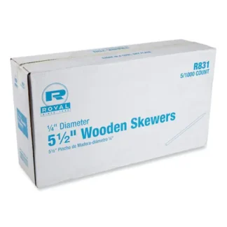 AmerCareRoyal® Wooden Skewers, 5.5", Natural, 1,000/Box, 5 Boxes/Carton