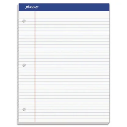 Ampad® Double Sheet Pads, Medium/College Rule, 100 White 8.5 x 11.75 Sheets
