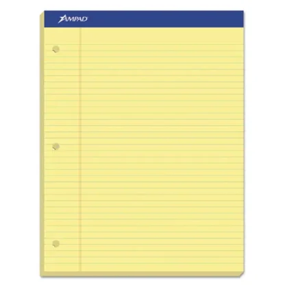 Ampad® Double Sheet Pads, Narrow Rule, Canary-Yellow, 100 Sheets, 8.5 x 11.75 inches