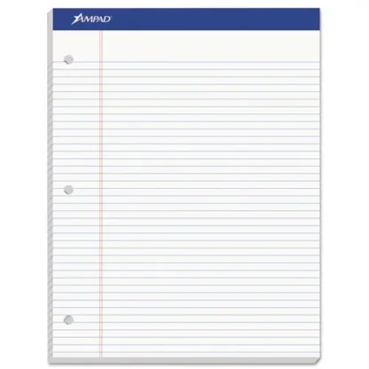 Ampad® Double Sheet Pads, Narrow Rule, 100 White 8.5 x 11.75 Sheets