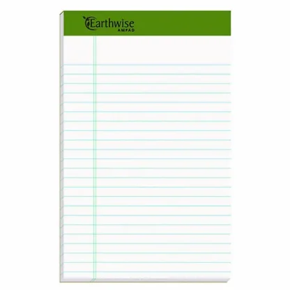 Ampad® Earthwise by Ampad Recycled Paper Legal Pads, Wide/Legal Rule, 40 White Sheets, 5" x 8", 6/Pack