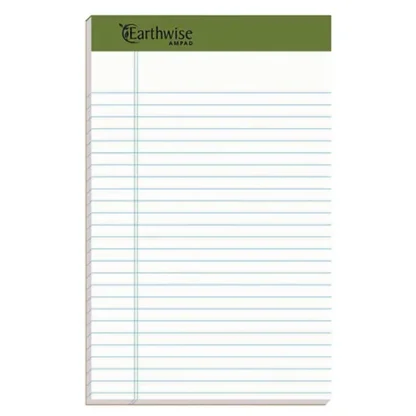 Ampad® Earthwise by Ampad Recycled Writing Pad, Narrow Rule, Politex Green Headband, 50 White 5 x 8 Sheets, Dozen