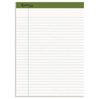 Ampad® Earthwise by Ampad Recycled Writing Pad, Wide/Legal Rule, 50 White Sheets, Size 8.5 x 11.75, Dozen