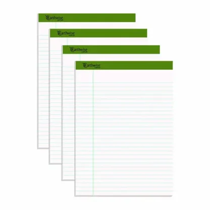 Ampad® Earthwise by Ampad Recycled Writing Pad, Wide/Legal Rule, Politex Sand Headband, 40 White Sheets, 8.5 x 11.75, 4/Pack