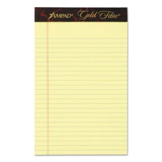 Ampad® Gold Fibre Quality Writing Pads, Medium/College Rule, 50 Canary-Yellow 5 x 8 Sheets, Dozen