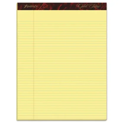 Ampad® Gold Fibre Quality Writing Pads, Narrow Rule, Canary-Yellow, 8.5 x 11.75 Inches, 50 Sheets, Dozen