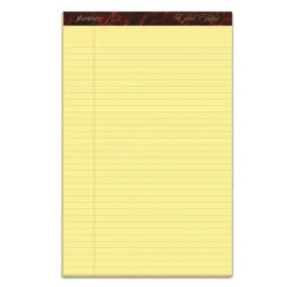 Ampad® Gold Fibre Quality Writing Pads, Wide/Legal Rule, 50 Sheets, Canary-Yellow, 8.5" x 14", Dozen
