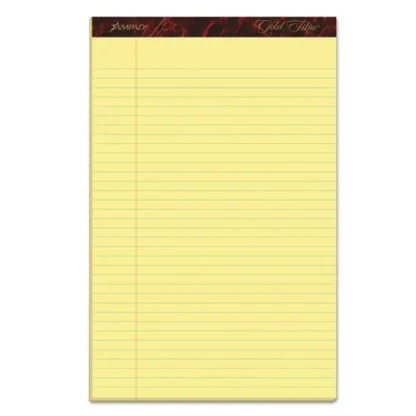 Ampad® Gold Fibre Quality Writing Pads, Wide/Legal Rule, 50 Sheets, Canary-Yellow, 8.5" x 14", Dozen