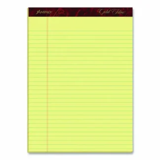 Ampad® Gold Fibre Writing Pads, Wide/Legal Rule, Canary-Yellow, 8.5" x 11.75", 50 Sheets per Pad, 4 Pads/Pack