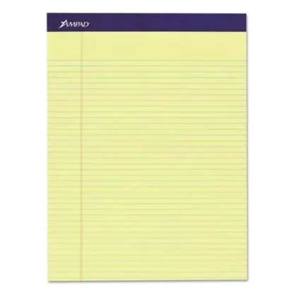 Ampad® Legal Ruled Pads, Narrow Rule, 50 Canary-Yellow 8.5 x 11.75 Sheets, 4/Pack