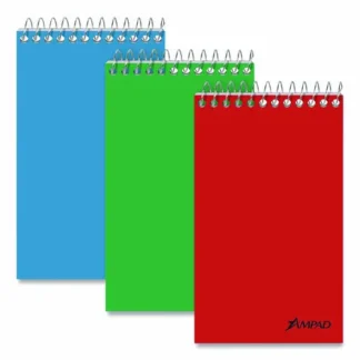 Ampad® Memo Pads, Narrow Rule, Assorted Cover Colors, 3" x 5", 60 Sheets, Dozen