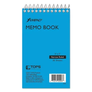 Ampad® Memo Pads, Narrow Rule, Assorted Colors, 3" x 5", 50 Sheets