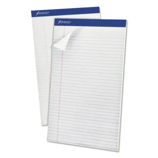 Ampad® Perforated Writing Pads, Wide/Legal Rule, 8.5" x 14", 50 Sheets, Dozen