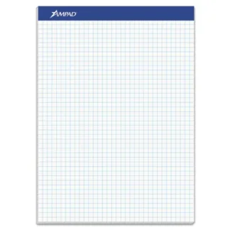 Ampad® Quad Double Sheet Pad, Quadrille Rule, 100 Sheets, White, 8.5 x 11.75 inches