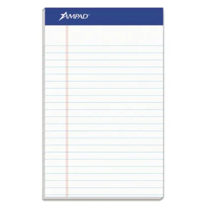 Ampad® Recycled Writing Pads, Narrow Rule, 5" x 8", White, 50 Sheets, Dozen