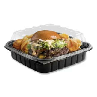 Anchor Packaging Crisp Foods Technologies Containers, 33 oz, Clear/Black, Plastic