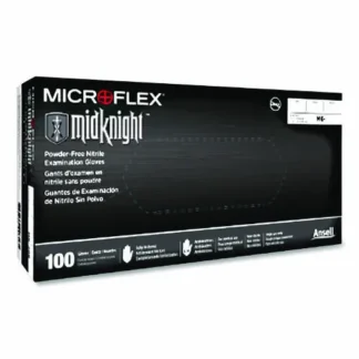 Ansell MICROFLEX MidKnight Powder-Free Nitrile Gloves, 2X-Large, Black, 100/Box