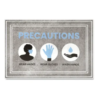 Apache Mills® Message Floor Mats, "Precautions Wear Masks Wear Gloves Wash Hands"