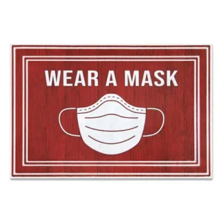 Apache Mills® Message Floor Mats, Red/White, "Wear A Mask"