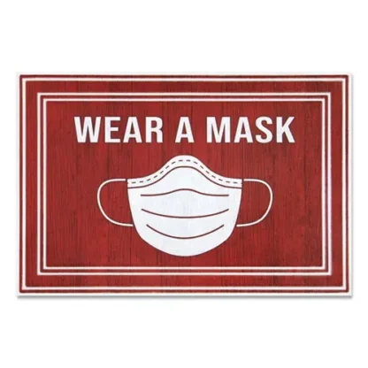 Apache Mills® Message Floor Mats, Red/White, "Wear A Mask"
