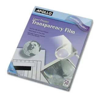 Apollo® Laser Transparency Film, Black on Clear, 8.5" x 11", 50/Box