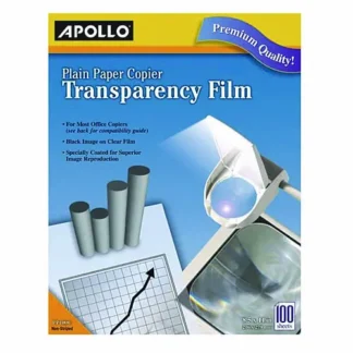 Apollo® Plain Paper Transparency Film, 8.5 x 11, Black on Clear, 100/Box
