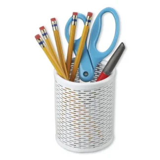 Artistic® Urban Collection Punched Metal Pencil Cup, White