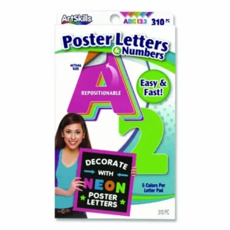 ArtSkills® Neon Color Poster Letters and Numbers, Assorted Neon Character Colors, 310/Pack