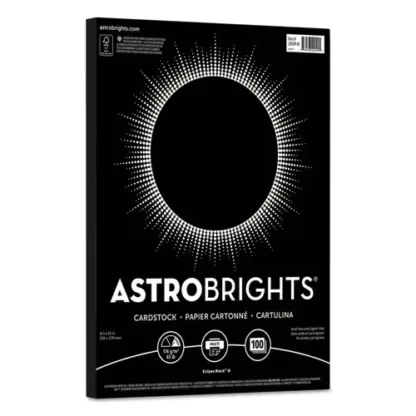 Astrobrights® Color Cardstock, 65 lb Cover Weight, 8.5 x 11, Eclipse Black, 100/Pack