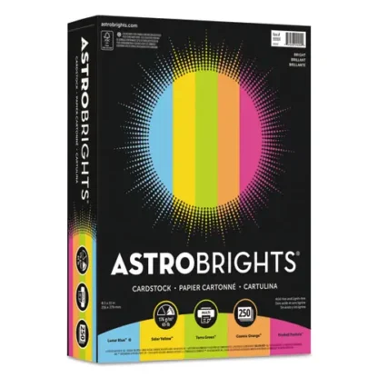 Astrobrights® Color Cardstock - "Bright" Assortment, 250 Sheets, 65 lb Cover, 8.5 x 11 Inches