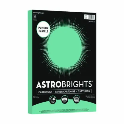 Astrobrights® Color Cardstock - "Punchy Pastels" Assortment, 65 lb, 8.5 x 11, Breezy Blue, 100 Sheets