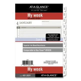 AT-A-GLANCE® 2-Page-Per-Week Planner Refills, 8.5 x 5.5, White, 12-Month (Jan-Dec) 2025