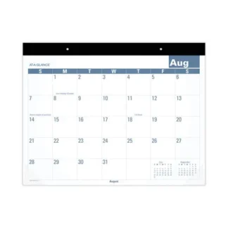 AT-A-GLANCE® Academic Large Print Desk Pad Calendar, 12-Month, July 2024 - June 2025, 21.75" x 17", White/Blue