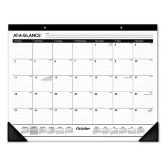 AT-A-GLANCE® Academic Year Ruled Desk Pad, 21.75 x 17, White Sheets, Black Binding, Black Corners, 16-Month (Sept to Dec): 2024 to 2025