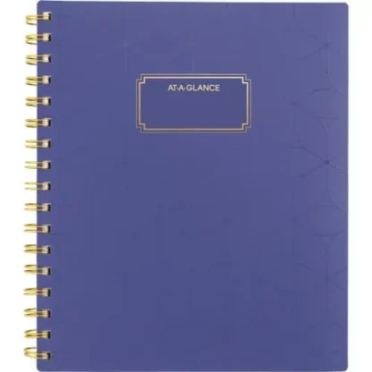 AT-A-GLANCE® Badge Geo Weekly/Monthly Planner, 8.88 x 7.69, Purple/Gold Cover, 13-Month (Jan to Jan): 2025 to 2026