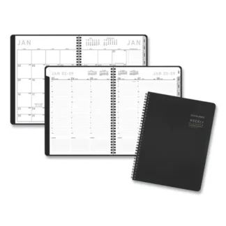 AT-A-GLANCE® Contemporary Lite Weekly/Monthly Planner, 11 x 8.25, Black Simulated Leather Cover, 12-Month (Jan to Dec): 2025