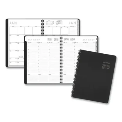 AT-A-GLANCE® Contemporary Lite Weekly/Monthly Planner, 11 x 8.25, Black Simulated Leather Cover, 12-Month (Jan to Dec): 2025